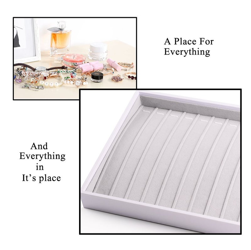 Oirlv Velvet Stackable Jewelry Trays Necklace Display organizer Storage Tray(13 Grids Necklace) - Image 2